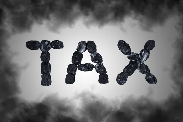 Word Tax Con Humo Negro Industrial Impuestos Fiscalidad — Foto de Stock