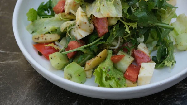 Green Salad Tofu Olives — Stock Photo, Image