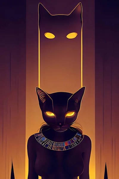 Female and sensual Egyptian cat illustration