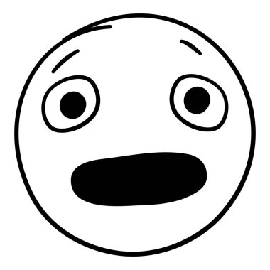 Doodle emojisi. Resim karalaması, gülücük, duygu, komik surat, mutlu eğlence simgesi, üzgün el çizimi, izole edilmiş vektör çizimi. Duygusal yüz ifadesinin yansıması