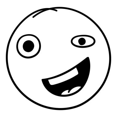Doodle emojisi. Resim karalaması, gülücük, duygu, komik surat, mutlu eğlence simgesi, üzgün el çizimi, izole edilmiş vektör çizimi. Duygusal yüz ifadesinin yansıması