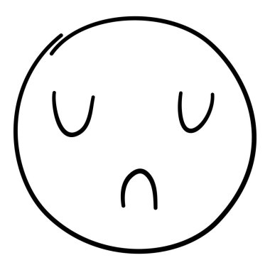 Doodle emojisi. Resim karalaması, gülücük, duygu, komik surat, mutlu eğlence simgesi, üzgün el çizimi, izole edilmiş vektör çizimi. Duygusal yüz ifadesinin yansıması