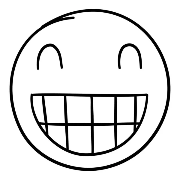 Дудл емодзі. Doodles image pictogram, Посмішка емоції смішне обличчя, щасливий веселий значок лінії емоцій, сумна рука намальована, акуратний контур ізольовані Векторні ілюстрації. Ілюстрація вираження емоцій обличчя — стоковий вектор