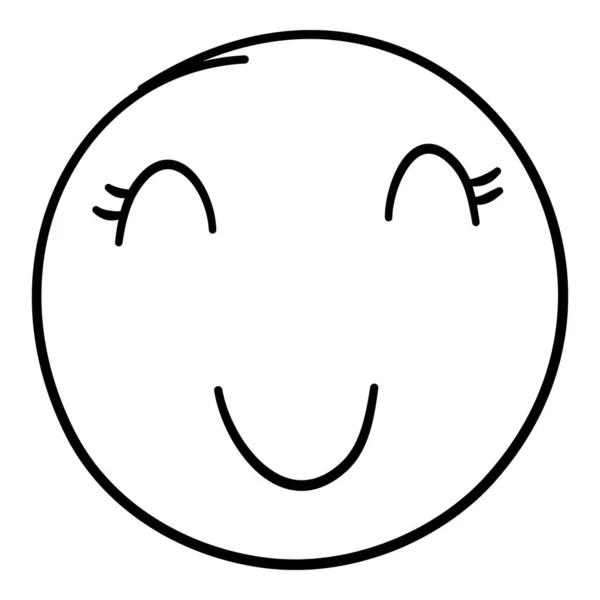 Doodle emoji. Pictogramme d'image de caniches, visage drôle d'émotion de sourire, icône de ligne émoticône amusant heureux, dessin à la main triste, illustration vectorielle isolée de contour soigné. Illustration de l'expression émotionnelle du visage — Image vectorielle