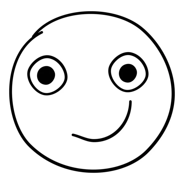 Дудл емодзі. Doodles image pictogram, Посмішка емоції смішне обличчя, щасливий веселий значок лінії емоцій, сумна рука намальована, акуратний контур ізольовані Векторні ілюстрації. Ілюстрація вираження емоцій обличчя — стоковий вектор