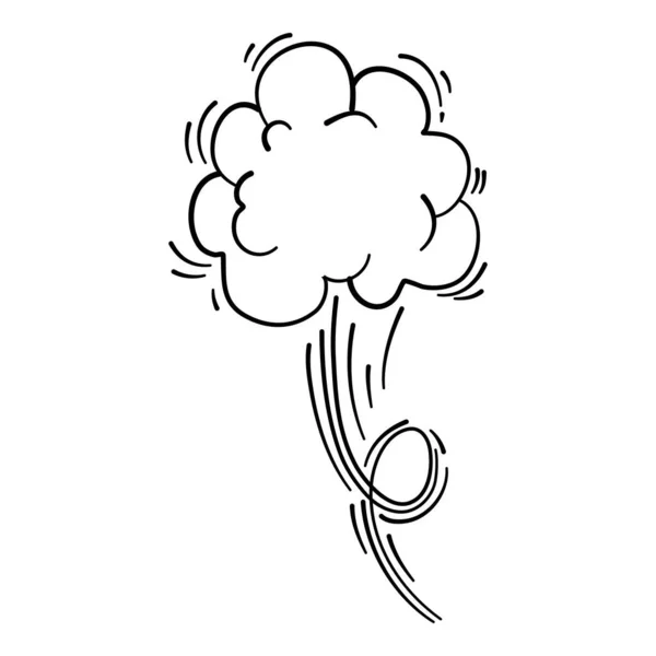 Hız bulutu hareketi etkisi. Çizgi roman çizgisi bulutları, hareket eden duman bulutları, komik osuruk, hava sıçraması rüzgar tozu, patlama kabarcığı patlaması, spiral enerji, rüzgarlı şekil düzgün vektör. Çizim duman çizgi romanı — Stok Vektör