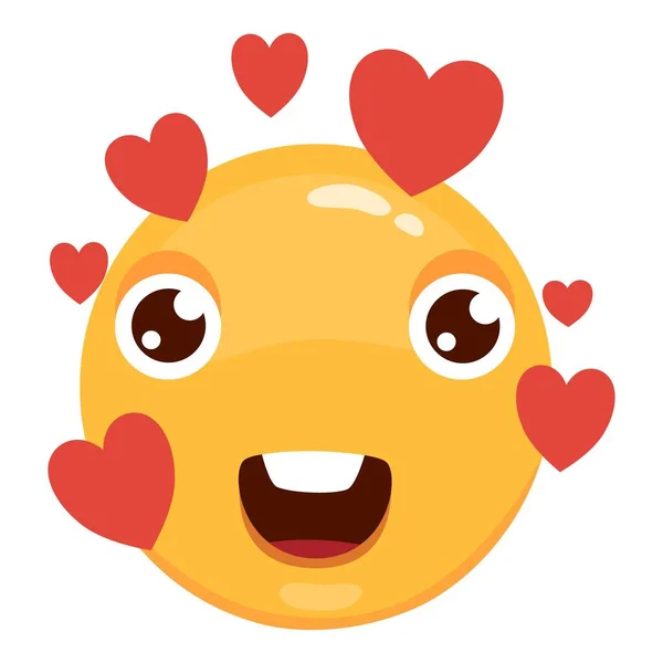 Amor ojos emoticonos vector Amor ojos emoticonos caras. Emoticono divertido amoroso amarillo, humor emoticonos con corazones, dulce personaje emoji de dibujos animados aislado sobre fondo blanco — Archivo Imágenes Vectoriales