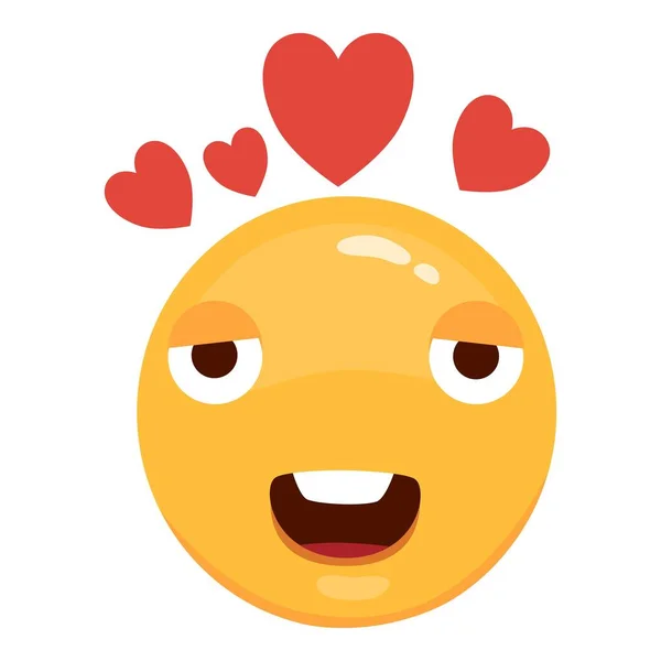 Love eyes emoticon vector Love eyes emoticon facesfaces. Yellow loving fun emoticon, humor mood smileys with hearts, sweet cartoon emoji character isolated on white background — Stockový vektor