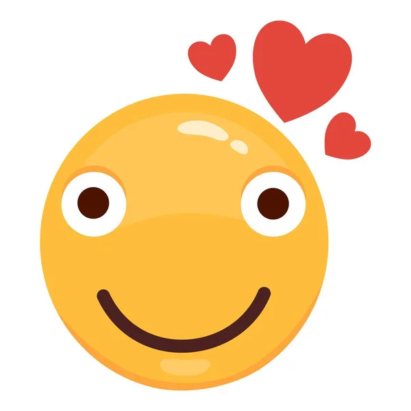 Love eyes emoticon vector Love eyes emoticon facesfaces. Yellow loving fun emoticon, humor mood smileys with hearts, sweet cartoon emoji character isolated on white background — Stockvektor