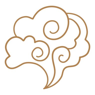 Cartoon chinese cloud. Asian style tattoo in shape cloud, oriental ornament element korean japanese thai tibetan doodle cloudy sky traditional symbol china neat vector illustration