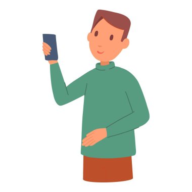Human looking smartphone. People using mobile phone, person social media communication, smart man talk cellphone woman internet chat message telephone vector illustration. Human with mobile phone