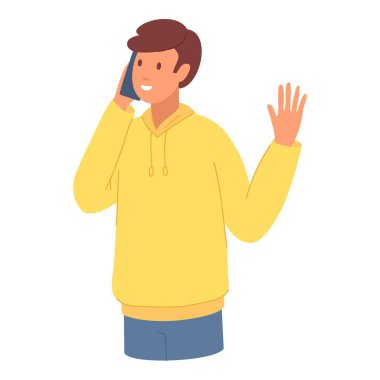 Human looking smartphone. People using mobile phone, person social media communication, smart man talk cellphone woman internet chat message telephone vector illustration. Human with mobile phone