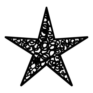 Sketch star. Cute star shape, black starburst doodle sign for christmas decoration isolated