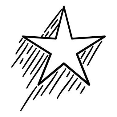 Sketch star. Cute star shape, black starburst doodle sign for christmas decoration isolated