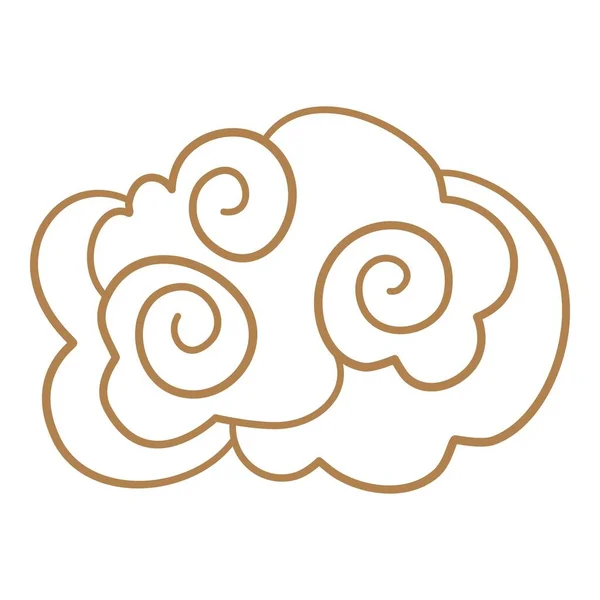 Cartoon chinese cloud. Asian style tattoo in shape cloud, oriental ornament element korean japanese thai tibetan doodle cloudy sky traditional symbol china neat vector illustration — Vector de stock