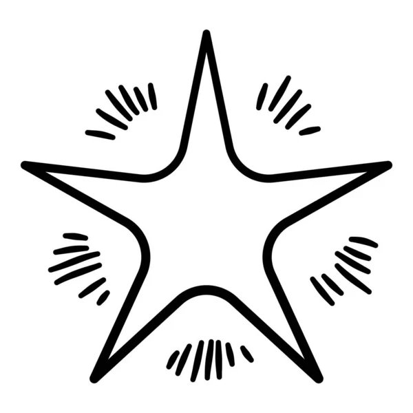 Estrela de desenho. Forma de estrela bonito, sinal de doodle starburst preto para decoração de Natal isolado —  Vetores de Stock