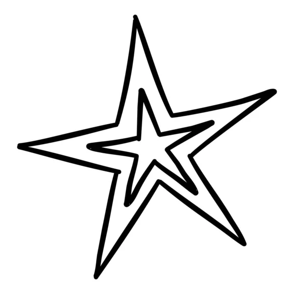 Sketch-Star. Niedliche Sternform, schwarzes Starburst Doodle-Zeichen für Weihnachtsdekoration isoliert — Stockvektor