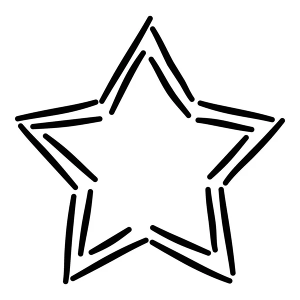 Estrela de desenho. Forma de estrela bonito, sinal de doodle starburst preto para decoração de Natal isolado —  Vetores de Stock