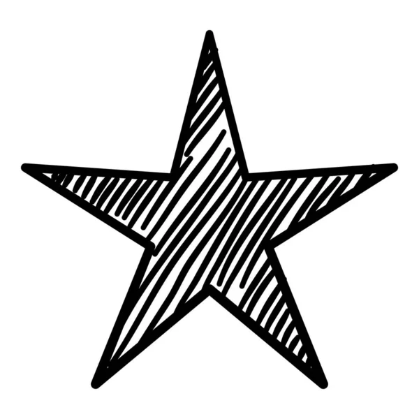 Sketch star. Cute star shape, black starburst doodle sign for christmas decoration isolated — Stockový vektor