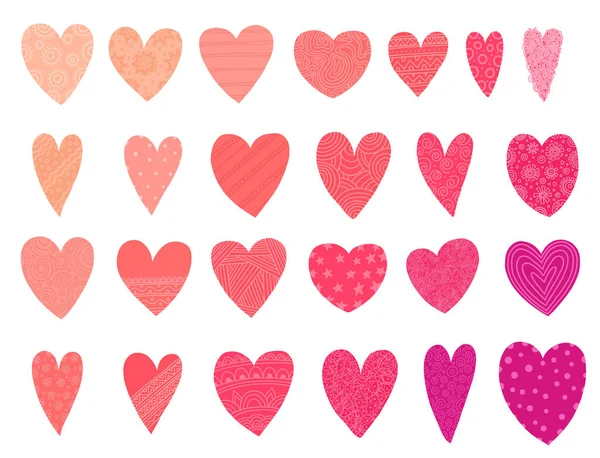 Corações desenhados à mão. Elementos de design para o dia dos namorados. — Vetor de Stock