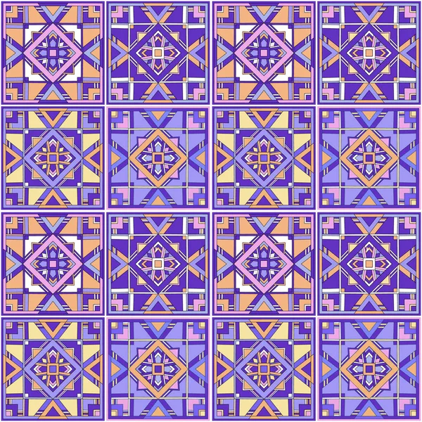 夏威夷风格的塔帕部落织物抽象拼凑而成的老式矢量图案 — 图库矢量图片