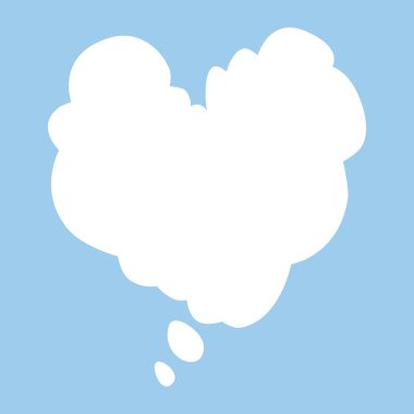 Beyaz konuşma balonu. Düşünen balon konuşur. Sohbet eder. Komik, komik, bağrışan ses şekilleri mavi üzerine izole olur.