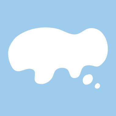 Beyaz konuşma balonu. Düşünen balon konuşur. Sohbet eder. Komik, komik, bağrışan ses şekilleri mavi üzerine izole olur.