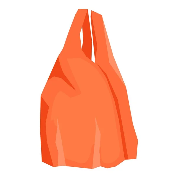 Red plastic shopping bag. Empty disposable package for supermarket and garbage. Used and new polythene pack, packet for purchases. Realistic flat cartoon vector illustrations isolated white background — Vector de stock