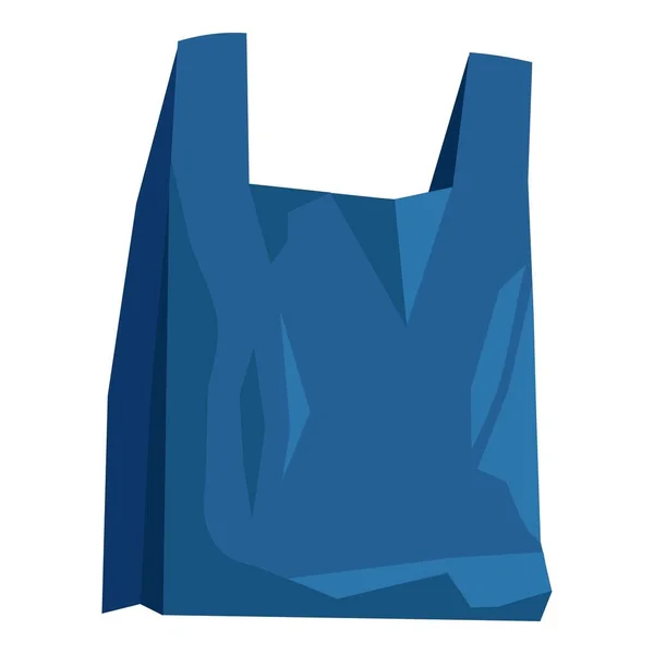 Blue plastic shopping bag. Empty disposable package for supermarket and garbage. Used and new polythene pack, packet for purchases. Realistic flat cartoon vector illustrations isolated on background — Vector de stock