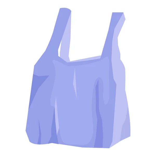 Purple plastic shopping bag. Empty disposable package for supermarket and garbage. Used and new polythene pack, packet for purchases. Realistic flat cartoon vector illustrations isolated on background — Stock Vector