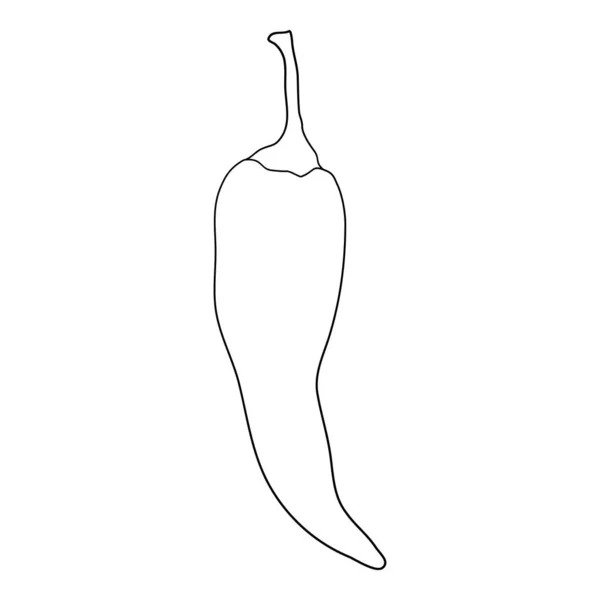 Eco poivre icône contour, vecteur dessiné à la main. Caricature rouge — Image vectorielle