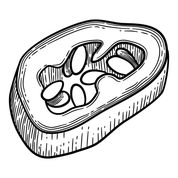 Esquema de icono de rodaja de pimienta, vector dibujado a mano. Chile vegetal — Vector de stock