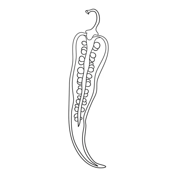 Eco pimenta ícone contorno, vetor desenhado à mão. Desenho animado vermelho — Vetor de Stock