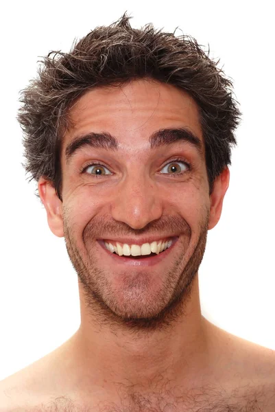 Homme Avec Une Expression Faciale Heureuse — Photo