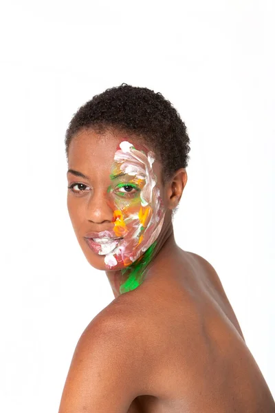 Schöne Schwarze Frau Facepaint — Stockfoto