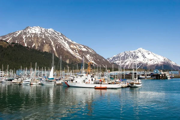 Boten Bij Jachthaven Van Resurrection Bay Stockafbeelding