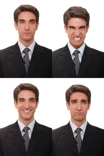 Multiple Expressions Young Businessmen — Stock Photo, Image