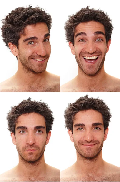 Young Man Multiple Face Expressions — Stock Photo, Image