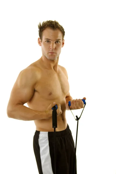 Young Muscular Body Builder Exercising — Stock Photo, Image