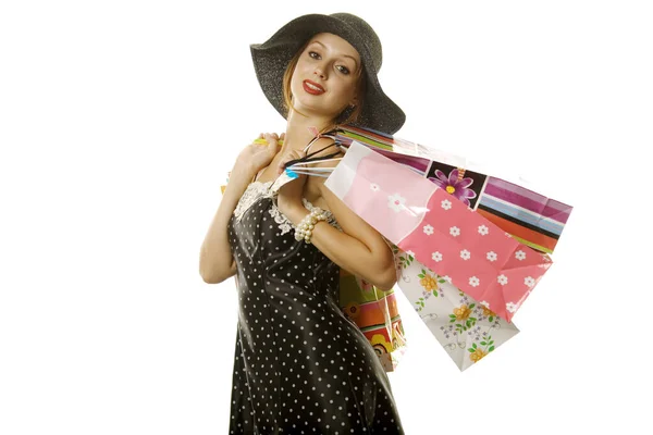 ショッピング バッグのきれいな女性 — ストック写真