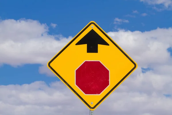 Stop Ahead Traffic Sign Sky — Stock Photo, Image