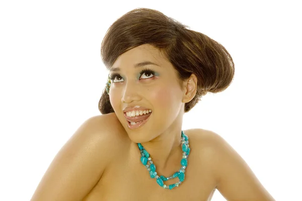 Vacker Asiatisk Kvinna Med Makeup Och Frisyr — Stockfoto