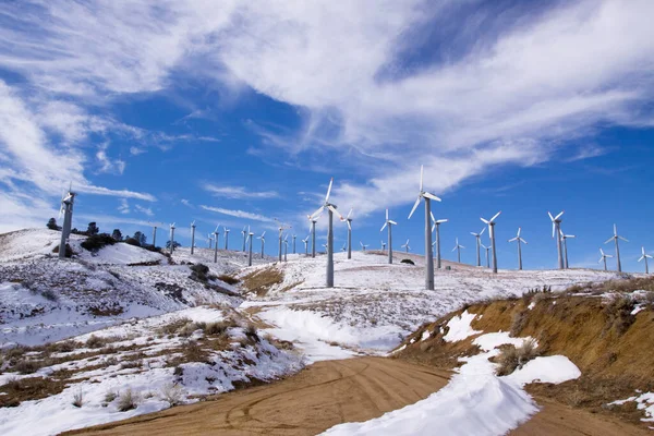 Wind Turbines Winter Generating Clean Energy — Stock Photo, Image