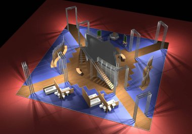 Bir sergi alanının 3 boyutlu görünümü