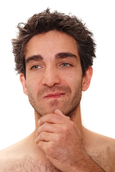 Man Holding His Chin Thinking — Stock Photo, Image