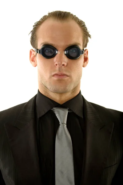 Ecstatic Business Person Wearing Goggles Concept — Stock Photo, Image