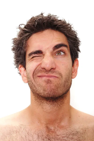 Man Silly Facial Expression — Stock Photo, Image