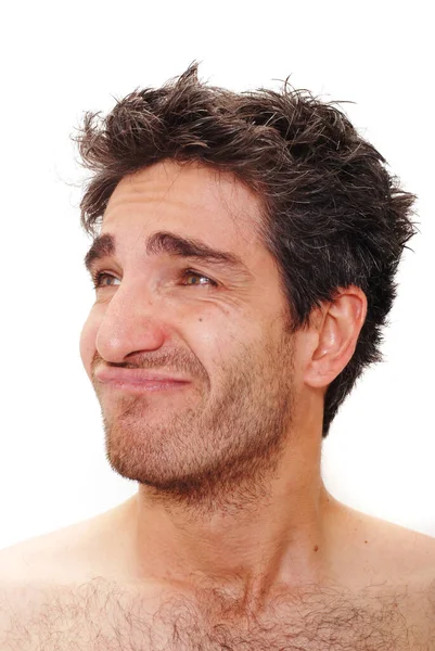 Man Silly Facial Expression — Stock Photo, Image