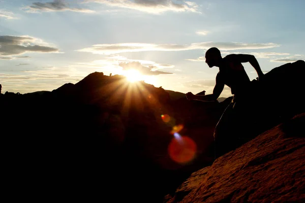 Silhouette of a man running