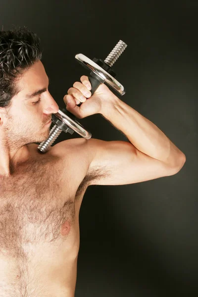 Man Working Out Dumbbell — Stock Photo, Image